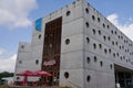 Hradec Kralove, Czech Republic - July 22, 2023 - The Research Library. Modern interior with round windows