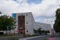 Hradec Kralove, Czech Republic - July 22, 2023 - The Research Library. Modern interior with round windows