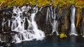 Hraunfossar waterfall in Iceland. Autumn colorful landscape Royalty Free Stock Photo