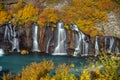 Hraunfossar waterfall in Iceland. Autumn