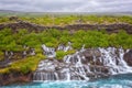 Hraunfossar waterfalls or Lava Falls, Iceland. Beautiful summer landscape