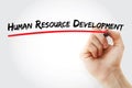 HRD Ã¢â¬â Human Resource Development acronym, business concept text