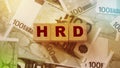 HRD Human resource development acronym on wooden cubes on dark wooden backround. Business concept