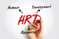 HRD Human Resource Development - improving the effectiveness of organizations and the individuals and teams, acronym text concept