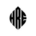 HRE circle letter logo design with circle and ellipse shape. HRE ellipse letters with typographic style. The three initials form a Royalty Free Stock Photo