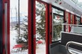 HREBIENOK, SLOVAKIA - JANUARY 07, 2015: View from inside the funicular car on the landscapes of the High Tatras mountains. Royalty Free Stock Photo