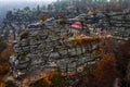 Hrensko, Czech Republic - Aerial view of famous Pravcicka Brana (Pravcicka Gate) in Bohemian Switzerland National Park Royalty Free Stock Photo