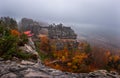 Hrensko, Czech Republic - Panoramic view of the famous Pravcicka Archway in Bohemian Switzerland National Park Royalty Free Stock Photo