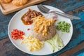 hrimp Paste Fried Rice with Condiments Royalty Free Stock Photo