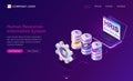 Hris isometric landing page. Human resources tech