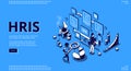 Hris isometric landing page. Human resources tech Royalty Free Stock Photo