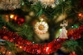 ÃÂ¡hristmas ball in shape of sunflower on Christmas tree. Royalty Free Stock Photo