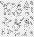 Christmas characters on transparent backgrounds.