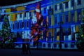 Hristmas colorful light show at the Palace Square