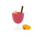 ÃÂ¡hristmas hot mulled wine with orange, cinnamon and anise. Vector illustration