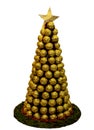 ÃÂ¡hristmas tree of golden chocolates on white background