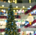 ÃÂ¡hristmas tree in shopping mall, defoused background Royalty Free Stock Photo