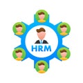 HRM Human Resource Management icon, label badge. Vector stock illustration.