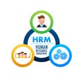 HRM Human Resource Management icon, label badge. Vector stock illustration.