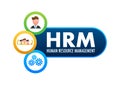 HRM Human Resource Management icon, label badge. Vector stock illustration.