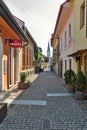 Hrnciarska narrow street in Kosice, Slovakia. Royalty Free Stock Photo