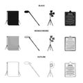 Hromakey, script and other equipment. Making movies set collection icons in black,monochrome,outline style vector symbol