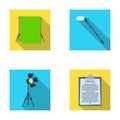 Hromakey, script and other equipment. Making movies set collection icons in flat style vector symbol stock illustration