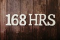 168 HRS Number of hours in a week with space copy on wooden background