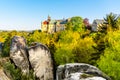 Hruba skala castle built on the top of sandstone rocks. Bohemian Paradise, Czech: Cesky raj, Czech Republic Royalty Free Stock Photo