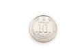 10 hryvnia coin close-up on a white isolated background. Ukrainian coins