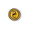 Hryvnia coin doodle sticker icon, vector line color illustration Royalty Free Stock Photo