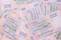 Hryvnia UAH Ukrainian banknotes. 500 Ukraine national financies background