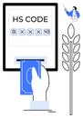 HS Code Input with Payment Hand and Agricultural Theme Indicating Trade and Logistics Process Royalty Free Stock Photo