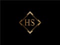 HS Initial diamond shape Gold color later Logo DesignX