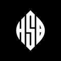 HSB circle letter logo design with circle and ellipse shape. HSB ellipse letters with typographic style. The three initials form a