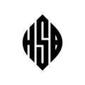 HSB circle letter logo design with circle and ellipse shape. HSB ellipse letters with typographic style. The three initials form a