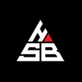 HSB triangle letter logo design with triangle shape. HSB triangle logo design monogram. HSB triangle vector logo template with red