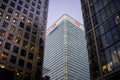 Bank HSBC building, Canary Wharf on blue sky on the background Royalty Free Stock Photo