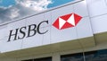 HSBC logo on the modern building facade. Editorial 3D rendering