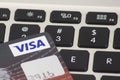 HSBC Visa credit card on computer keyboard