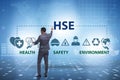 HSE concept for health safety environment with businessman