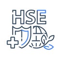 HSE concept, health safety environment, shield and cross, globe and leaf