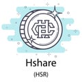 Hshare outline coin Royalty Free Stock Photo
