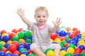 Hsppy boy playing colorful balls Royalty Free Stock Photo