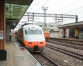 A HSR train at station in Hualien, Taiwan Royalty Free Stock Photo