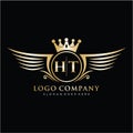 HT Letter Initial with Royal Wing Logo Template