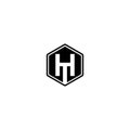 HT and TH H or T Initial Letters Hexagon Shape Mogogram Logo Design