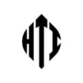 HTI circle letter logo design with circle and ellipse shape. HTI ellipse letters with typographic style. The three initials form a Royalty Free Stock Photo