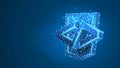 HTML code Bracket model. Coding technology, software programming concept. Abstract, digital, wireframe, low poly mesh, vector Royalty Free Stock Photo