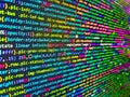 HTML code on computer screen isolated on background. Programmer typing new lines of HTML code. Abstract screen of web developer. Royalty Free Stock Photo
